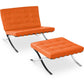 Designer armchair with footrest - Leather upholstery - Town