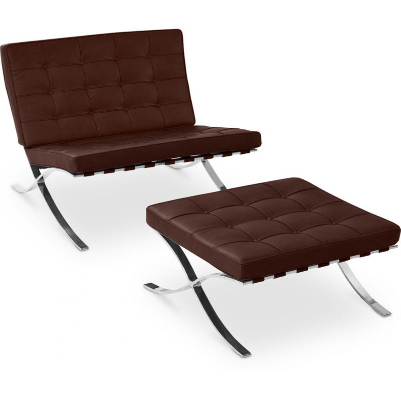 Fauteuil design avec repose-pieds - Revêtement en cuir - Town