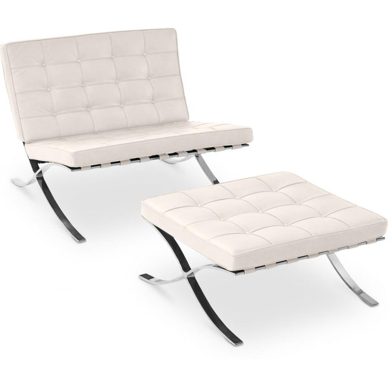 Fauteuil design avec repose-pieds - Revêtement en cuir - Town