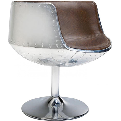 Chaise longue - Cadeira design - Similicouro e metal - Cognac