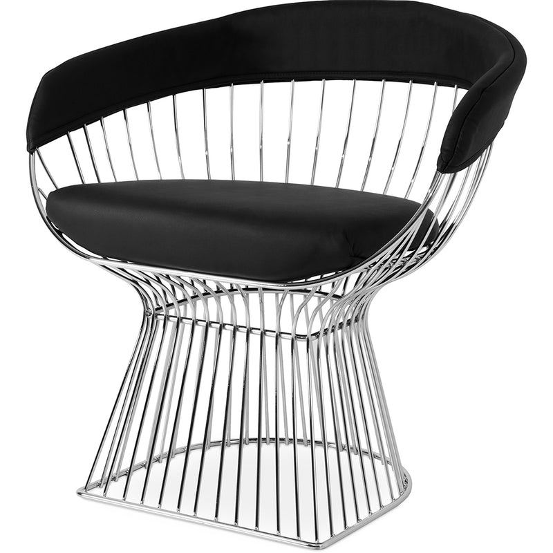 Chaise de salle à manger avec accoudoirs - Simili cuir et métal - Barrel