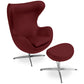 Armchair with egg-shaped footrest design - Leather upholstery - Brave