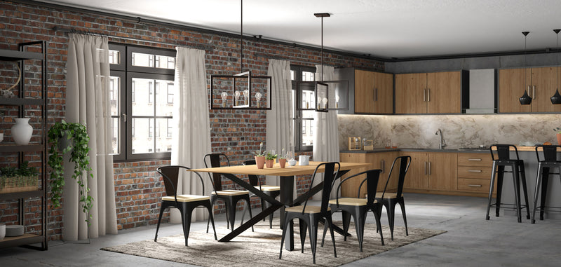 Esszimmerstuhl mit Armlehnen - Industrielles Design - Holz und Stahl - Neue Ausgabe - Stylix