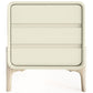 Modern Scandi nightstand covered in faux leather with 3 drawers and natural wood legs - Bennis - gallery 1