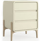 Modern Scandi nightstand covered in faux leather with 3 drawers and natural wood legs - Bennis - gallery 3