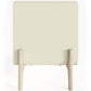 Modern Scandi nightstand covered in faux leather with 3 drawers and natural wood legs - Bennis - gallery 7