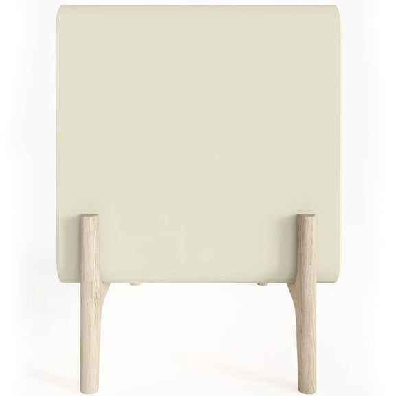 Modern Scandi nightstand covered in faux leather with 3 drawers and natural wood legs - Bennis - gallery 7