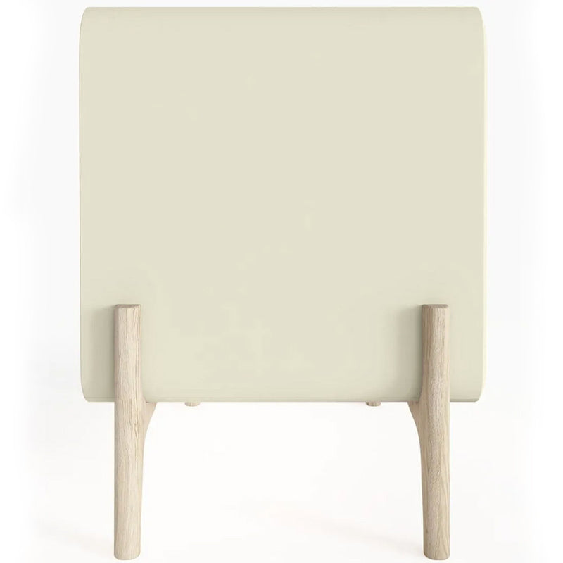 Modern Scandi nightstand covered in faux leather with 3 drawers and natural wood legs - Bennis - gallery 7
