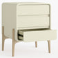 Modern Scandi nightstand covered in faux leather with 3 drawers and natural wood legs - Bennis - gallery 5