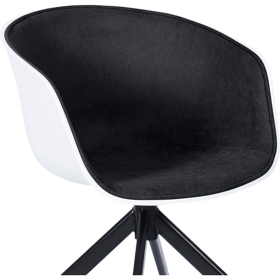 Upholstered Office Chair with Armrests - Black and White Desk Chair - Jodie - gallery 8
