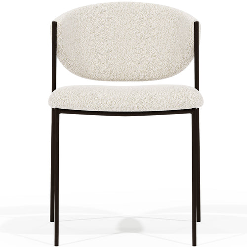 Chaise de salle à manger en Bouclette Fausse Fourrure Tapissée - Métal Noir - Seda