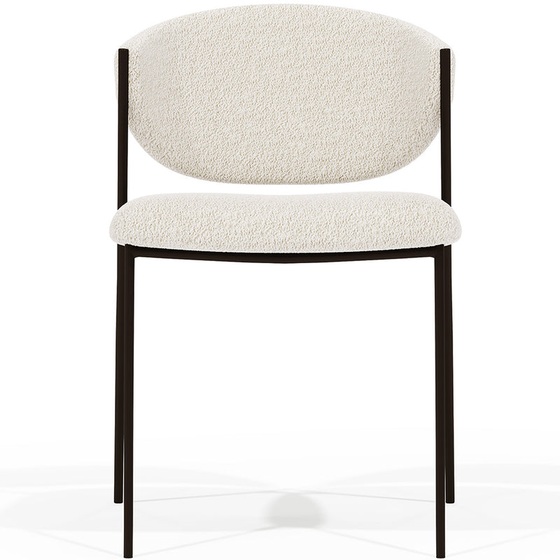 Dining chair - Upholstered in Bouclé Fabric - Black Metal - Seda - gallery 1