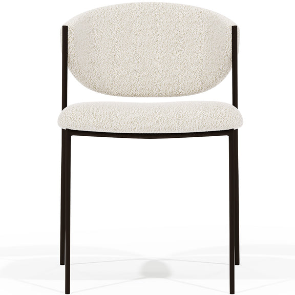 Dining chair - Upholstered in Bouclé Fabric - Black Metal - Seda - gallery 1