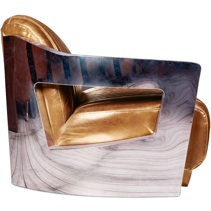 Divano di design Churchill Lounge 2 posti in pelle e acciaio inossidabile