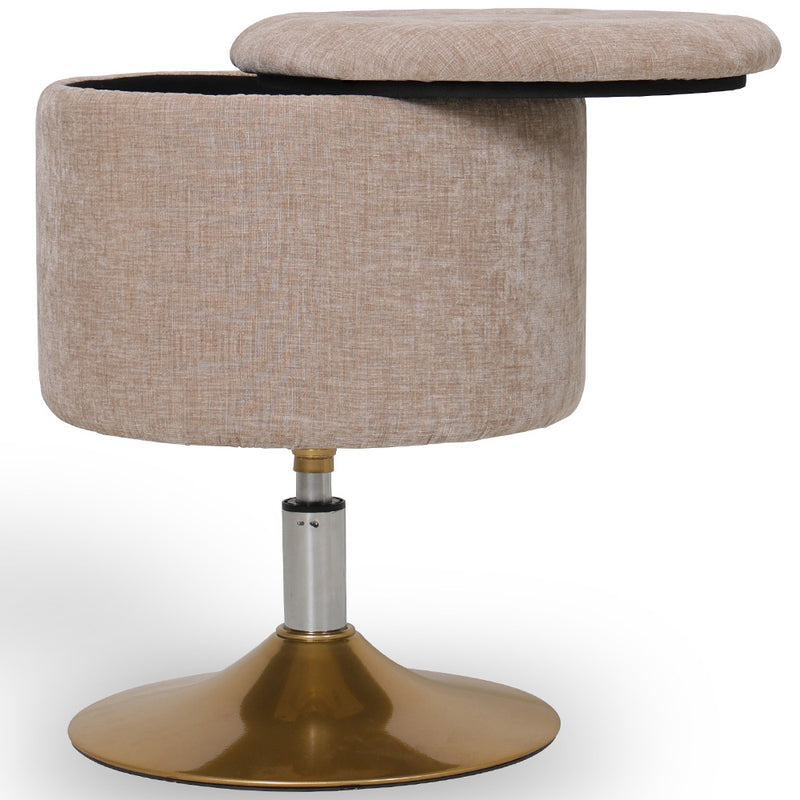 Stool With Storage Upholstered In Chenille - Tony
