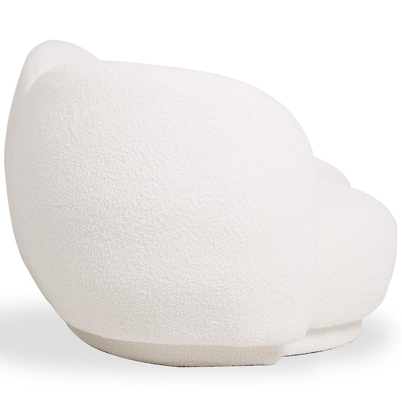 Curved Sofa Upholstered In White Bouclé – Modern And Elegant Design - Sorela