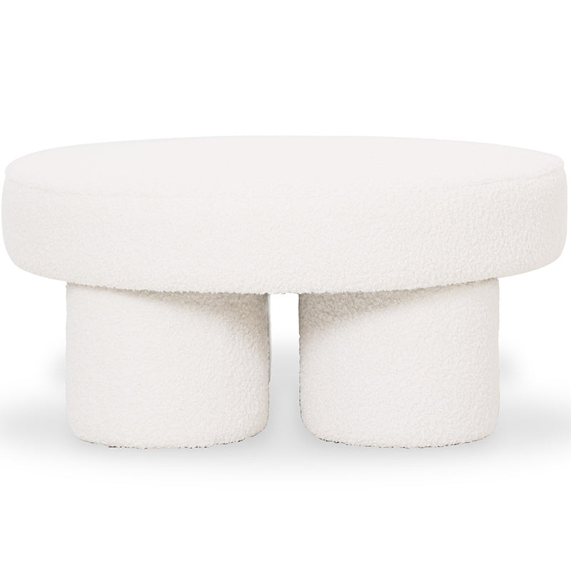 Designer Ottoman In White Bouclé – Modern Coffee Table - Sera