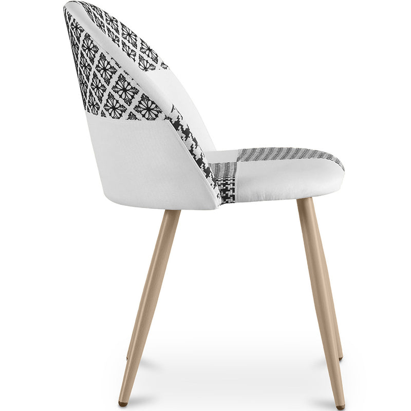 Dining Chair - Upholstered in Black and White Patchwork - Evelyne
