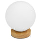 Lámpara de Mesa Minimalista con Esfera Blanca y Base de Madera - Onara