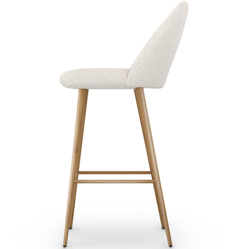 Stool Upholstered in Bouclé Fabric - Scandinavian Design - 76 cm - Evelyne