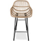 Taboret barowy z rattanu z podłokietnikami - Styl Boho Bali - 75cm - Many