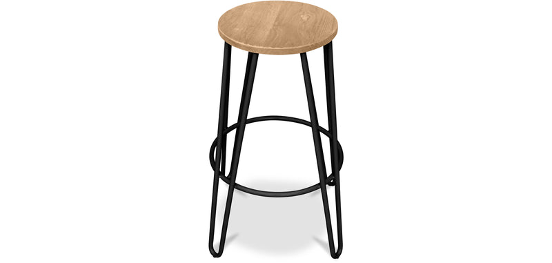 Sgabello da bar Hairpin 66cm - Legno chiaro e metallo