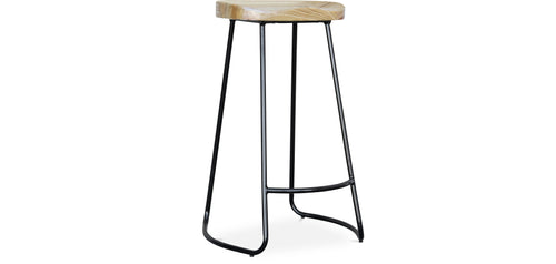 Taboret barowy - design industrialny - drewno i metal - 76cm - Adriel