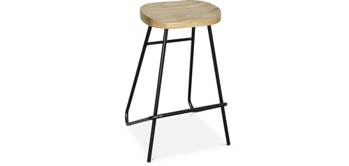 Tabouret de bar - Design industriel - Bois et métal - 75 cm - Inteus