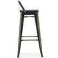 Bar stool with backrest - Industrial design - Wood and steel - 76cm - Stylix