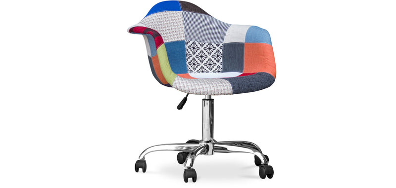 Chaise de bureau avec accoudoirs - Chaise de bureau à roulettes - Tapissée en patchwork - Pixi