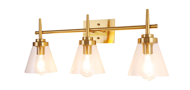 Applique Murale Dorée - Abat-jour en Cristal - 3 Lampes - Runa