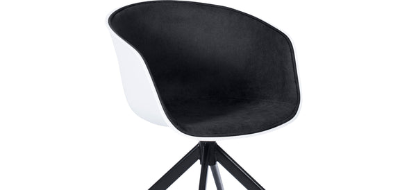 Upholstered Office Chair with Armrests - Black and White Desk Chair - Jodie - gallery 8
