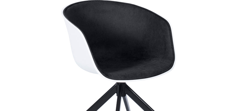 Upholstered Office Chair with Armrests - Black and White Desk Chair - Jodie - gallery 8