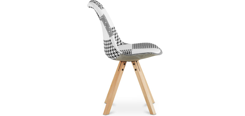 Chaise de salle à manger - tapissée en patchwork noir et blanc - Denisse