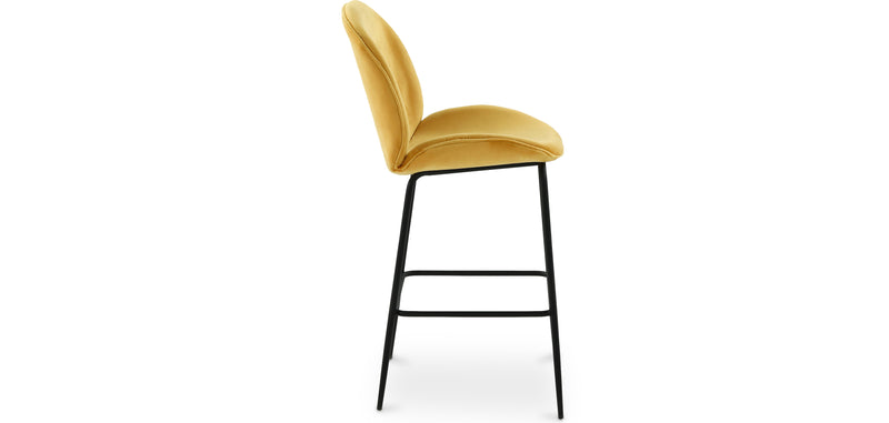 Tabouret en velours avec dossier - Design rétro - Elias