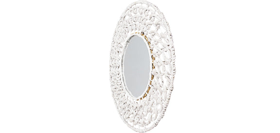 Wall Mirror - White Boho Bali Round Design (60 cm) - Lenai - gallery 3