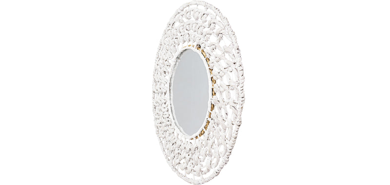 Wall Mirror - White Boho Bali Round Design (60 cm) - Lenai - gallery 3