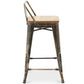 Bar stool with backrest - Industrial design - Wood and steel - 60cm - New edition - Stylix