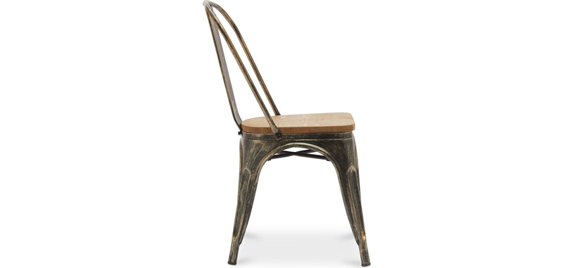 Cadeira de jantar Stylix com design industrial em metal e madeira clara - Nova edição