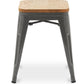 Industrial design bar stool - Wood and steel - 45cm - New edition - Stylix