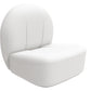 Fotel designerski z tkaniny boucle z imitacji futra - białe pętelki - Loraine