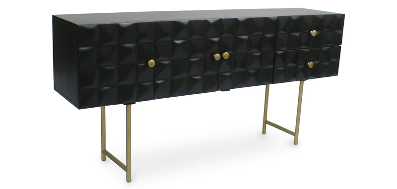 Console en Bois - Buffet Stile Vintage - Noir - Huisu