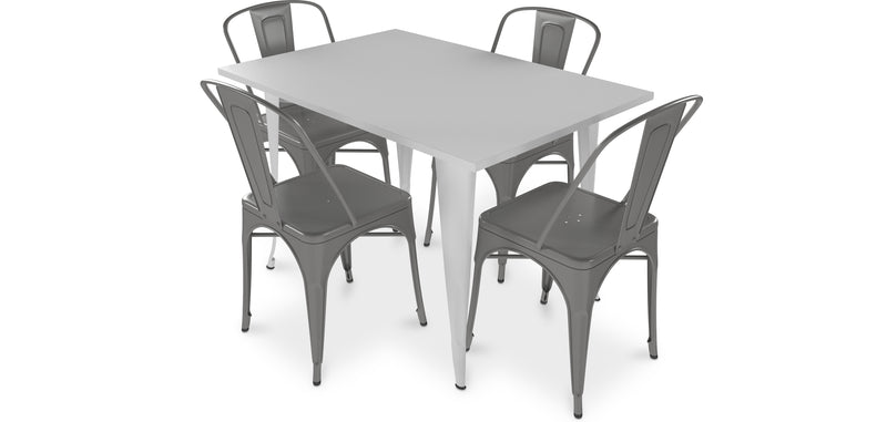 Pack Table à manger et 4 Chaises à manger Design industriel - Nouvelle édition- Bistrot Stylix