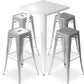 Pack Tabouret Blanc Table & 4 Tabourets de Bar Design Industriel - Métal - Nouvelle Edition - Bistrot Stylix