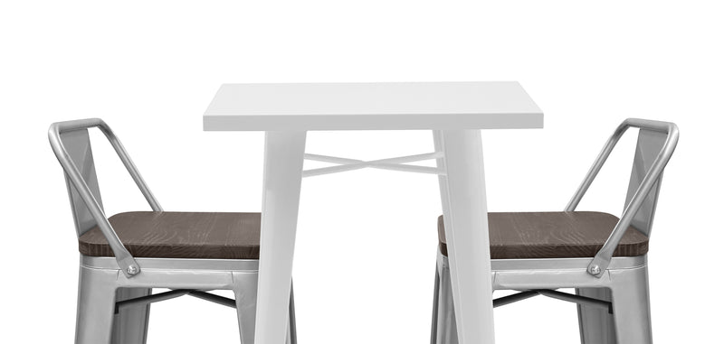 Pack Tabouret de Table Blanc et Pack 2 Tabourets de Bar avec dossier - Design Industriel - Nouvelle Edition - Bistrot Stylix