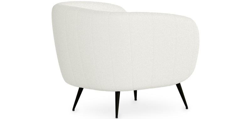 Fauteuil avec Accoudoirs En Bouclette Fausse Fourrure Tapissée - Boucles Blanches - Nuba