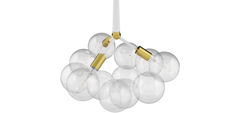Candeeiro suspenso, lustre globo de design moderno, 9 globos de vidro - Glaub