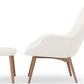 Armchair with Bouclé Faux Fur Upholstered Footrest - White Loops - Huda