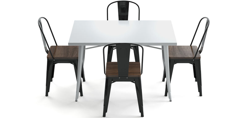 Pack Table à manger et 4 chaises à manger Design industriel - Nouvelle édition- Bistrot Stylix