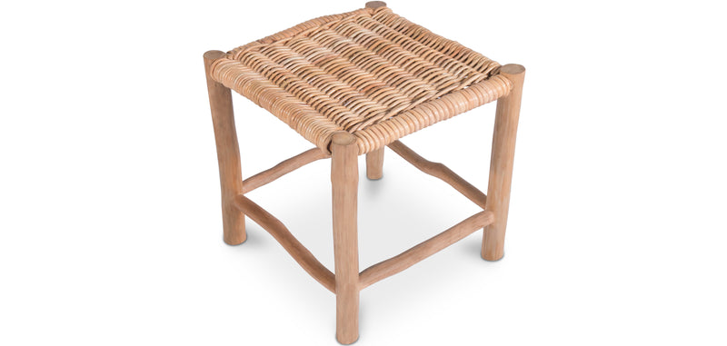 Tabouret carré en rotin - Style Boho Bali - Petit - Senay